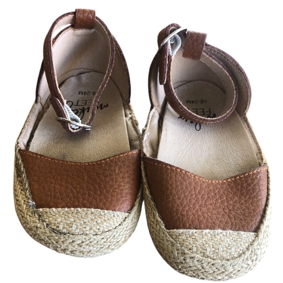 Monkey Feet Size 18-24 month (US 5-6) Brown Leather Espadrille Sandals - Picture 1 of 5